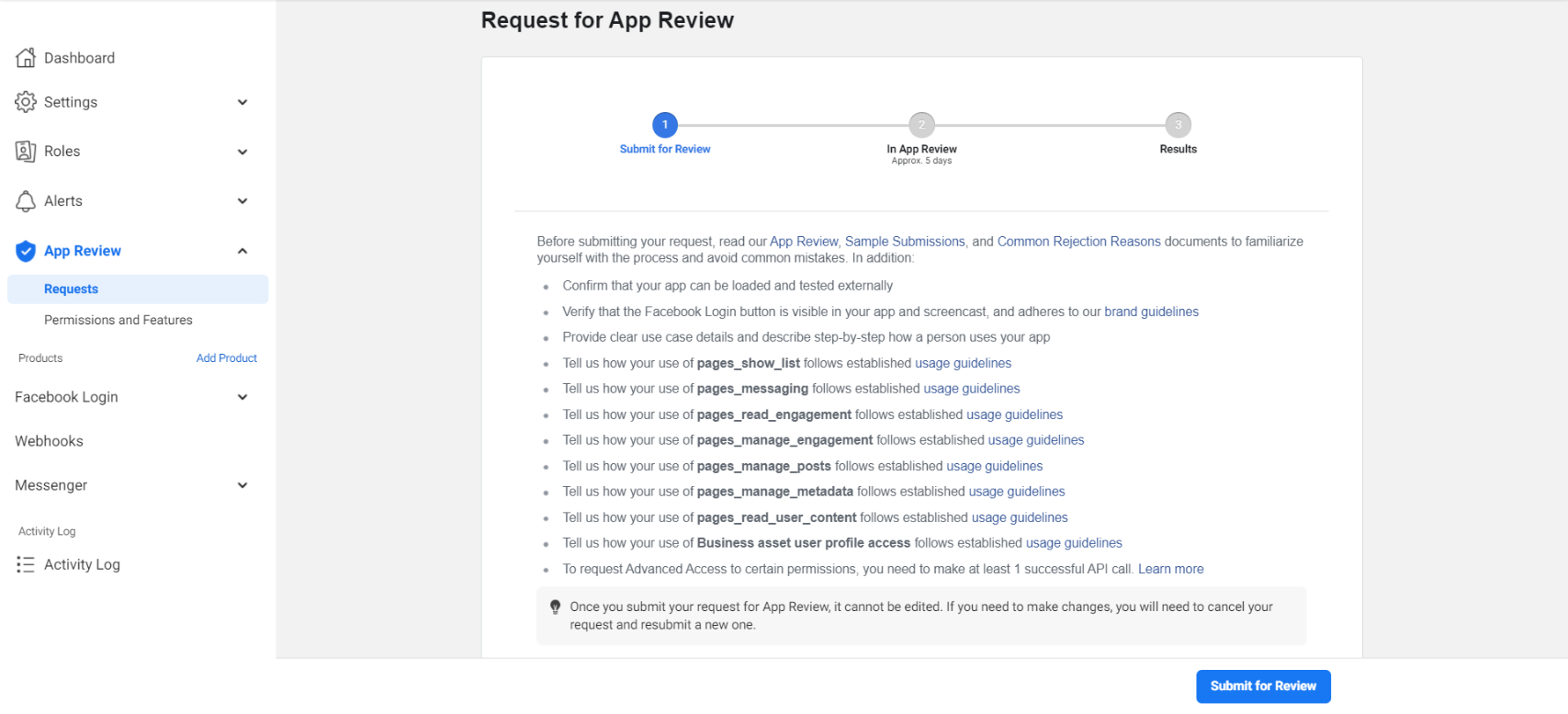 facebook review request form